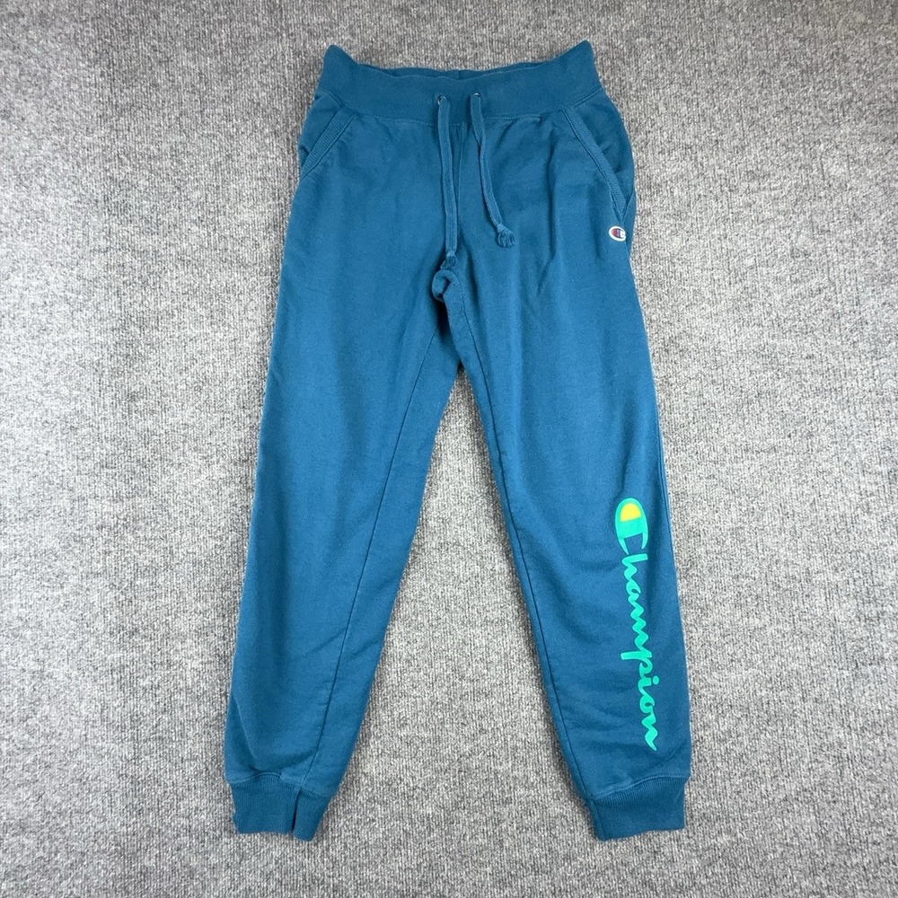 Champion Mens Small Blue Fleece Joggers Sweatpants Pockets Athletic GF478